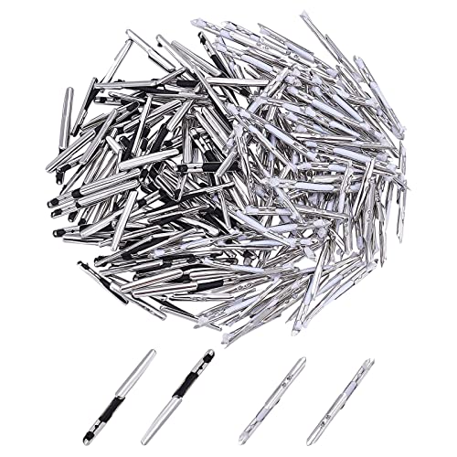 UNICRAFTALE About 400pcs Black & White Elastic Barbed Cord with Stainless Steel Findings Stretch Cord with Metal Ends Metal Barbs Barbed Fasteners for Binding Hanging Findings - size: 25mm