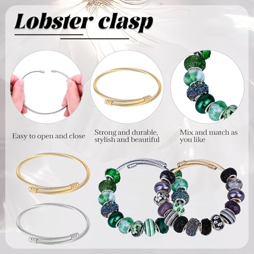 16 Pieces Twisted Cable Wire Bracelet Stylish Fine Stainless Steel Open Cuff Bracelets Mixed 3mm Thin Adjustable Expandable Elastic Bangle Bracelets for Women DIY Jewelry Making Christmas Day Gift - color: silver gold2