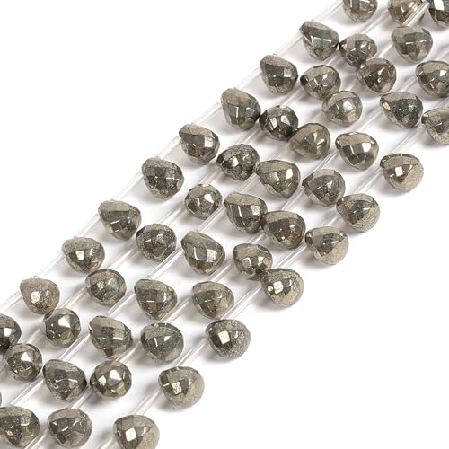 10mm Natural Pyrite Faceted Teardrop Briolette Healing Gemstone Bead Loose Beads for Jewelry Making Strand 15 Inch - color: 10mm Pyrite