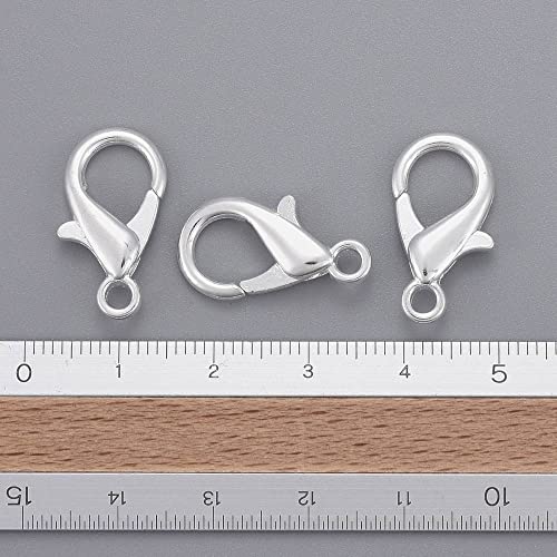 HDSupplies 50 Pieces - Lobster Clasps - Bright Silver Tone - 21x12mm w/ 2mm Hole - color: Bright Silver Tone, size: 21x12mm