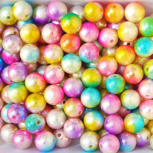 Mixed Lots Shiny Gradient Iredscent Acrylic Bead DIY Beading Hairband Bracelets Necklace Craft Embelishment (Mixed Colors-Gradient Iredscent) - color: Mixed Colors-Gradient Iredscent