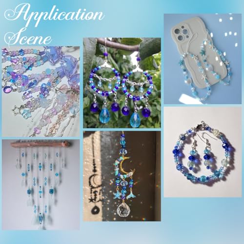 SUNNYCLUE 1 Box 400Pcs 6mm Abacus Beads Flat Round Glass Beads Bulk Small Cute Blue Transparent White Crystal Rondelle Loose Spacers for Bracelet Making Jewelry Necklace Crafts DIY Supplies Women - color: Blue