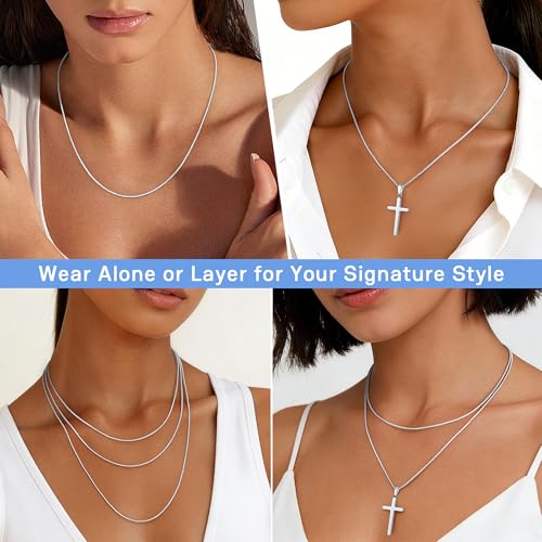 Jewlpire 1.3mm Box Chain 14K Gold Plated 925 Sterling Silver Chain Necklace for Women, Thin & Sturdy Womens Chains Necklace 14 16 18 20 22 24 26 Inches - color: 925 Sterling Silver, size: 14 Inches