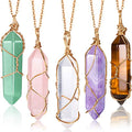 Yaomiao 5 Pieces Crystal Necklaces, Healing Stones Spiritual Pendant Natural Gemstone Jewelry with Adjustable Chain for Women Girls - color: Vivid Color with Gold Chain