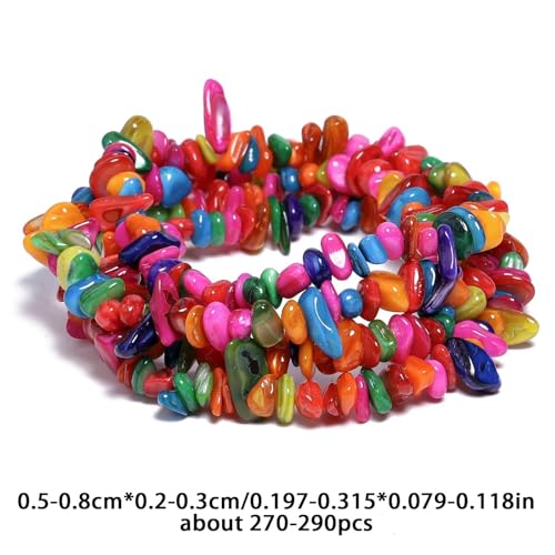 Chip Shells, 260pcs 5-8mm Irregular Beads with Holes, Deep Color Shell & Sapphire Chip Beads for Jewelry Making - color: Deep Multicolor