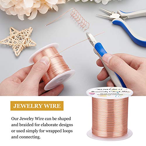 BENECREAT 18 Gauge 32 Yards Jewelry Beading Wire Tarnish Resistant Copper Wire for Beading Wrapping and Other Jewelry Craft Making - color: Copper, size: 18 Gauge