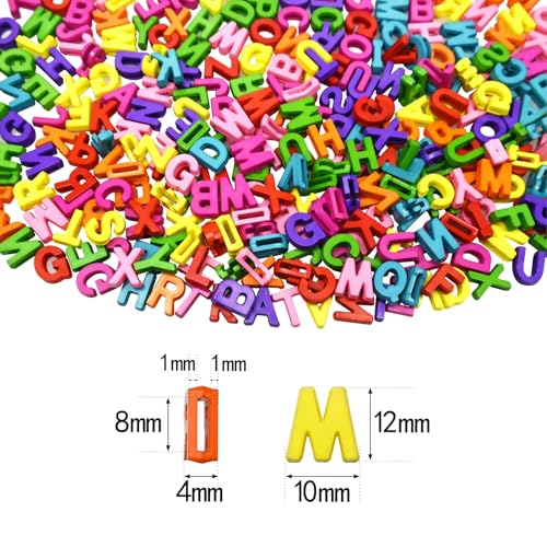 Looconi 400pcs Colorful Letter Beads, Big Hole,A-Z Resin Pendants,3D Loose Beads for Jewelry Making,Key Chains,Crafts - color: PendantColorful