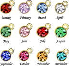 BetterJonny 120 Pieces Crystal Birthstone Charms Beads, 12 Colors Round Crystal Charm with Rings Handmade Jewelry Pendants for Jewelry Necklace Bracelet Earring Making - color: （#B）Gold Round