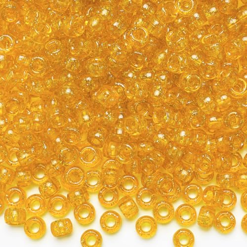 IOOLEEM Yellow Glitter Pony Beads,1200pcs Beads for Bracelets Making & Hair braiding, Kandi Friendship Bracelets & Jewelry Making. - color: Yellow Glitter