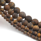 Stone Beads, 45pcs Matte Classic Tiger Eye, 8mm Round Loose Beads for Jewelry Making, Bracelets, with Bag, String & Card - color: Matte Classic Tiger Eye, size: 8mm