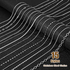 Afcabakila 15 Rolls Necklace Chains Stainless Steel Jewelry Chains Kit 118 Feet Silver for Jewelry Making DIY Necklace Bracelet Making with Jump Rings Lobster Clasps and Connectors