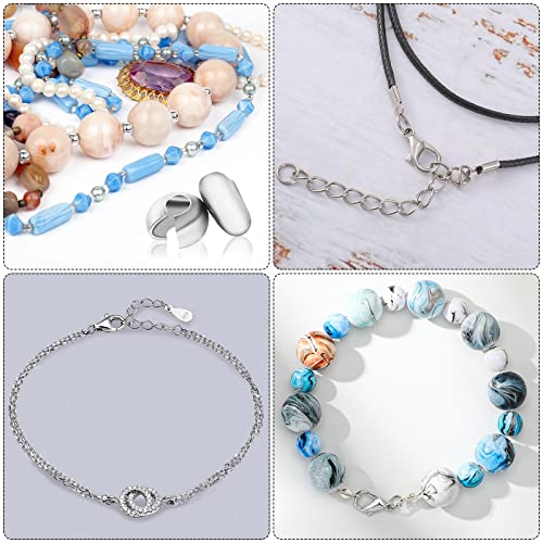 880 Pieces Jewelry Making Accessories Set Include 80 Lobster Clasps 200 Bead Knot Covers 200 Crimp Cover 200 Crimp End Tip and 200 Jump Ring Connectors for DIY Crafts Bracelet Jewelry Supplies, Silver