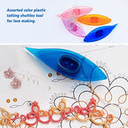 BUTUZE Tatting Shuttle Kit, 10 PCS Plastic Tatting Shuttle with Beading Needles Crochet Hooks Knitting Needles Big Eye Needles Tatting Needles for DIY Hand Lacemaking Craft Tool Weave Yarn Set - size: 10 PCS