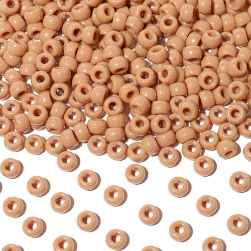 1000Pcs Multi-Colored Plastic Pony Beads Bulk for Craft,6 * 9mm Assorted Colors Hair Beads Black, red,Blue, White for Bracelets Making,Kandi Charms（Khaki） - color: Khaki, size: 1000PCS