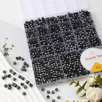 Acrylic Letter Beads 4mm Flat Round, 6mm Square - Beads for Making Friendship Bracelet or Necklace (Square Black Plus White) - color: Square Black Plus White