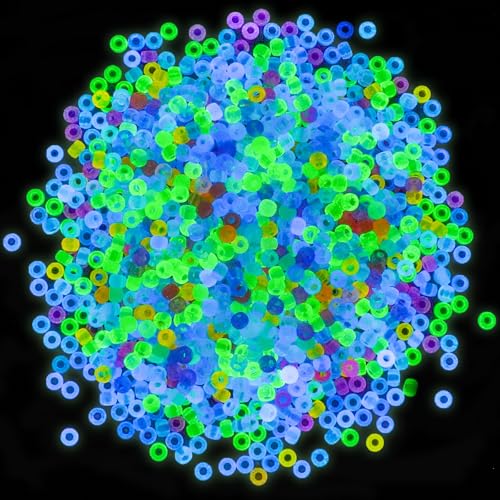 Pony Beads Glow in the Dark 1000pcs Neon Beads, Bracelet Beads 9mm Luminous Bulk Beads for Hair Braiding, Colored UV Beads for Crafts Kandi Beads Kit - color: Glow in the Dark