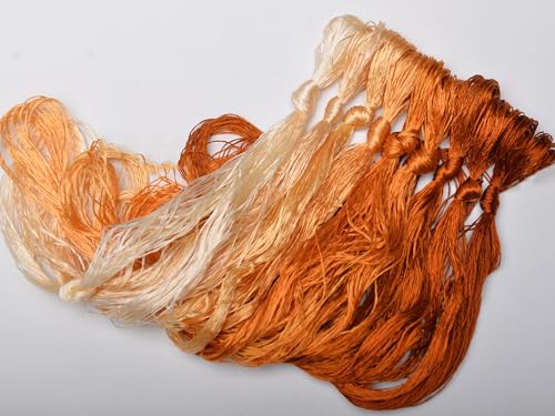 100% Nature Mulberry Handmade Embroidery Silk Thread Woven Jewelry Accessory Artificial Flowers Cross Stitch Floss DIY Sewing Kits 9 Gradient Colors 22m Each (46) - color: 46