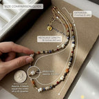 Handmade Natural Gemstone Beaded Necklace for Women, Cultured Freshwater Pearl Choker with Adjustable Extension Chain, Boho Healing Crystal Jewelry Collection - color: c Colorful
