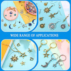 Hicarer 160 Pcs Bracelet Charms, Mixed Antique Sun Star Moon Charm Pendant Plated Enamel Celestial Charm for Jewelry Making
