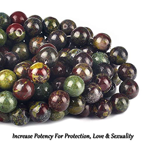 70PCS Natural 8MM Healing Gemstone, Dragon’s Blood Energy Stone Round Loose Beads, Semi-Precious Crystal Beads with Free Elastic String for Jewelry Making DIY - color: Dragon’s Blood