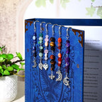 Vintage Metal Leaf Bookmark Pendant with Natural Crystal Bead Chain–Elegant Bookmarks for Women,Men,Book Lovers,Teachers and Students(Green Jade) - style: Leaf