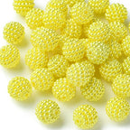 40pcs Round Acrylic Berry Beads, 12mm Large Chunky Bubblegum Beads Loose Spacer Ball Bead for Jewelry Making Earrings Necklaces Bracelets DIY Beading Crafts, Yellow - color: Yellow