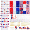 Goldwise 1578Pcs 4th of July Red White Blue Beads Bracelet Making Kit with Clay Seed Plastic Pony Pearl Beads, Patriotic USA Flag Star Beads, Metal Charms Earrings for Jewelry Making - size: 4th of July