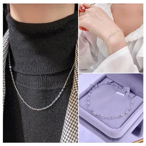Craftdady 1M 925 Sterling Silver Heart Link Chain 3x4mm Soldered Necklace & Bracelet Unisex Fashion Chains for Men & Women DIY Earring Jewelry Making - color: Sterling Silver-Heart, size: 3x4mm