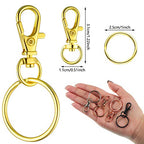 Hotop 100 Pieces Swivel Clasps Set 50 Piece Lanyard Snap Hooks with 50 Piece Key Chain Rings, Lobster Keychain Clip Hooks Lobster Claw Clasps for Keychain Jewelry DIY (Multicolored)