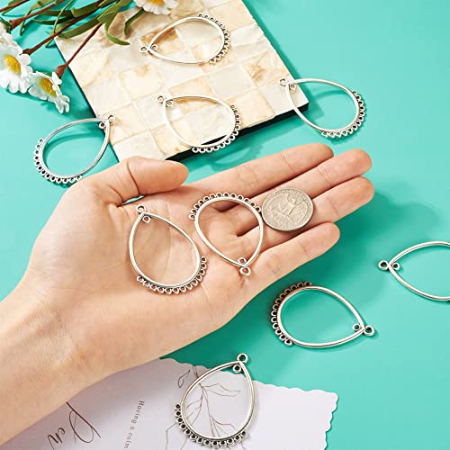 Mega Pet 10pcs Tibetan Style Hollow Drop Charm Links Connector with 15 Holes Antique Silver Dangle Earring Component Connectors 47x36mm for Bracelet Necklace Jewelry Making - color: Antique Silver, Drop