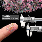 Iridescent Glass Tiny Bubble Beads, 0.4-3mm 20g No Hole Micro Mini Round Gray Pink Water Droplets Beads - Applications: for Resin, Nail Art, Dollhouse Bath Tub, 2-Pieces - color: Grayish Pink, size: φ0.4-3mm