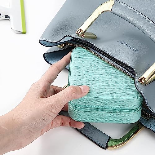 Neveika Mini Jewelry Box Leather Jewellery Ring Organizer Case Storage Gift Box Girls and Women (4pcs blue). - color: blue