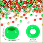 UPINS Christmas Pony Beads, 1200Pcs Red White Green Gold Silver Plastic Beads Christmas Necklace Hair Beads Crafts DIY - color: Christmas