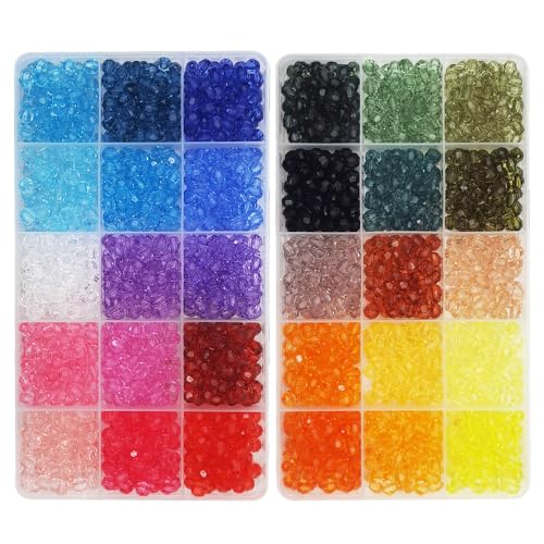 INSPIRELLE 1800 Pieces 6mm Faceted Round Acrylic Beads - 30 Colors Plastic Spacers for Jewelry Making and Crafting - color: Faceted Round Beads (1800 pieces)
