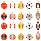 20PCS Sports Charms Enamel Basketball Baseball Pendant Charms for Jewelry Making Rhinestone Ball Game Softball Charms for Necklace Bracelet Earrings DIY Crafts - color: Set 1