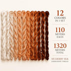 Natural 100% Silk Thread, Handmade Embroidery Thread Silk Floss 12 Colors 110m Each (76) - color: 76
