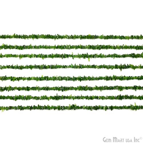 GM GemMartUSA Chrome Diopside Natural Raw Chip Strands | Semi-Precious | AAA+ Quality 1 Strand 34” | DIY Bracelet Jewelry Making, Healing Crystal Craft| 4-6mm - Green Color Gemstones (CHCD-70001) - color: Chrome Diopside (CHCD-70001)
