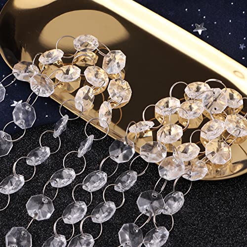 16.5 Feet Hanging Clear 14mm Daimond Acrylic Crystal Garland for Manzanita Tree Centerpiece, Chandelier Bead Lamp Chain, Christmas/Wedding Party Decoration and DIY Craft Jewelry Decoration