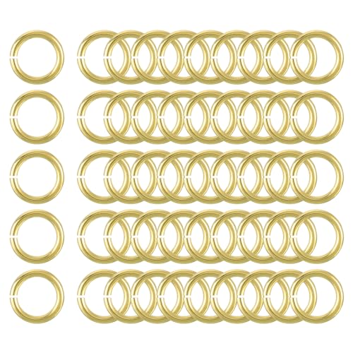 uxcell 50Pcs Open Jump Rings, 10mm/0.39" OD Brass Jump Ring Connectors 1.5mm Thick O Rings for Necklaces Bracelet Jewelry Making Keychain DIY Craft, Gold Tone - size: 10mmx1.5mm