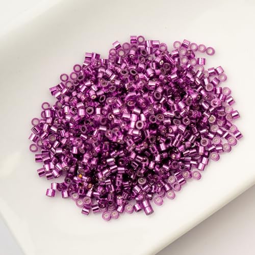 John Bead 25g Cylin Beads Magenta Silver Lined 11/0 Glass Cylindrical Seed Beads for Jewelry Bracelets Necklaces Earrings Making Embroidery - color: Magenta Silver Lined
