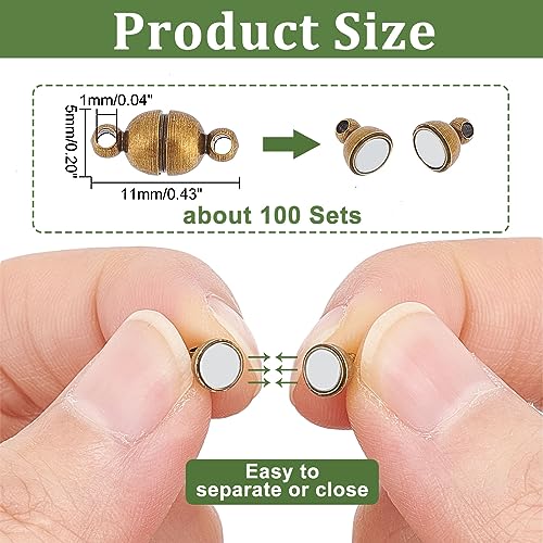 PH PandaHall 100 Sets Brass Magnetic Clasps Mixed Color Round Magnet Converter Jewelry Clasps Buckle Ball for Bracelet Necklace Jewelry DIY Making