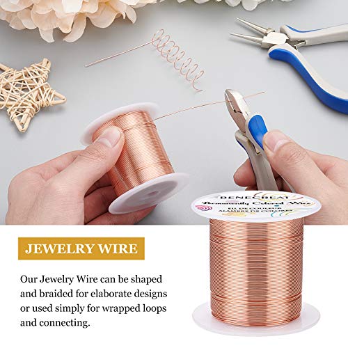 BENECREAT 22 Gauge 55 Yards Jewelry Beading Wire Tarnish Resistant Copper Wire for Beading Wrapping and Other Jewelry Craft Making - color: Copper, size: 22 Gauge