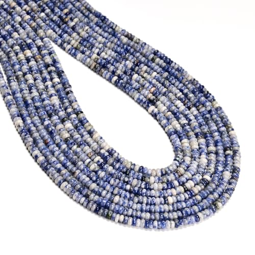 ICAI Beads Natural 2x4mm Rondelle Beads, Abacus Disk Stone Spacer Beads – Loose Natural Gemstone Beads for DIY Bracelet, Necklace, Jewelry Making (Blue Jasper) - color: Blue Jasper, size: 2x4