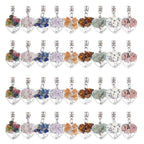 SUPERFINDINGS 36Pcs Tree of Life Charms Colorful Heart Stone Chips Charms Antique Silver Wire Wrapped Crystal Pendants for Jewelry Making Necklace Earrings Bracelet DIY, Hole: 2mm