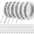 6 Rolls Necklace Chains for Jewelry Making 46 Feet Chain Jewelry Chain with Jump Rings Lobster Clasps Pinch Clasps for Jewelry Craft DIY Making Supplies (Silver) - color: 6 Rolls Silver