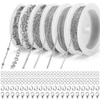 6 Rolls Necklace Chains for Jewelry Making 46 Feet Chain Jewelry Chain with Jump Rings Lobster Clasps Pinch Clasps for Jewelry Craft DIY Making Supplies (Silver) - color: 6 Rolls Silver