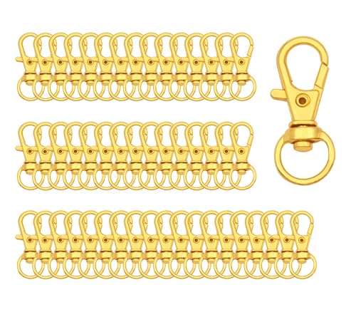 Swivel Snap Hooks Premium Metal Lobster Claw Trigger Clasps for Lanyard Keychain Rings Bag Purse Tag Jewelry Making DIY Crafts - color: Length: 1.26inch(32mm) Inside width: 0.39inch(10mm) 50pcs Golden