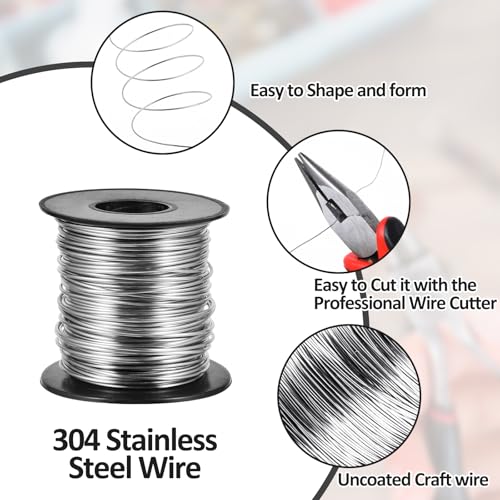 5 Rolls Jewelry Wire for Jewelry Making 18, 20, 22, 24, 26 Gauge Stainless Steel Silver Wire Kit Beading Bendable Craft Wires Tarnish Resistant Beading Wires for Making Crafts