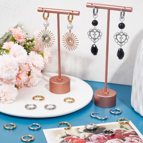 SUNNYCLUE 1 Box 12 Pairs 2 Colors Leverback Earring Hooks Huggie Hoops Real 18K Gold Plated Stainless Steel 14mm Round Lever Back Ear Wires Huggie Hoop Earring Findings for Jewelry Making Supplies
