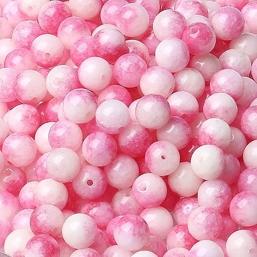 LAIDANLA Pink Tourmaline Jade 6mm Natural Stone Beads Round Loose Gemstone Stone Beads for DIY Bracelet Necklace Earrings Jewelry Making Polishing Beading Crystal 96PCS 2 Strand 32" - color: Z-Pink Tourmaline Jade, size: 6mm